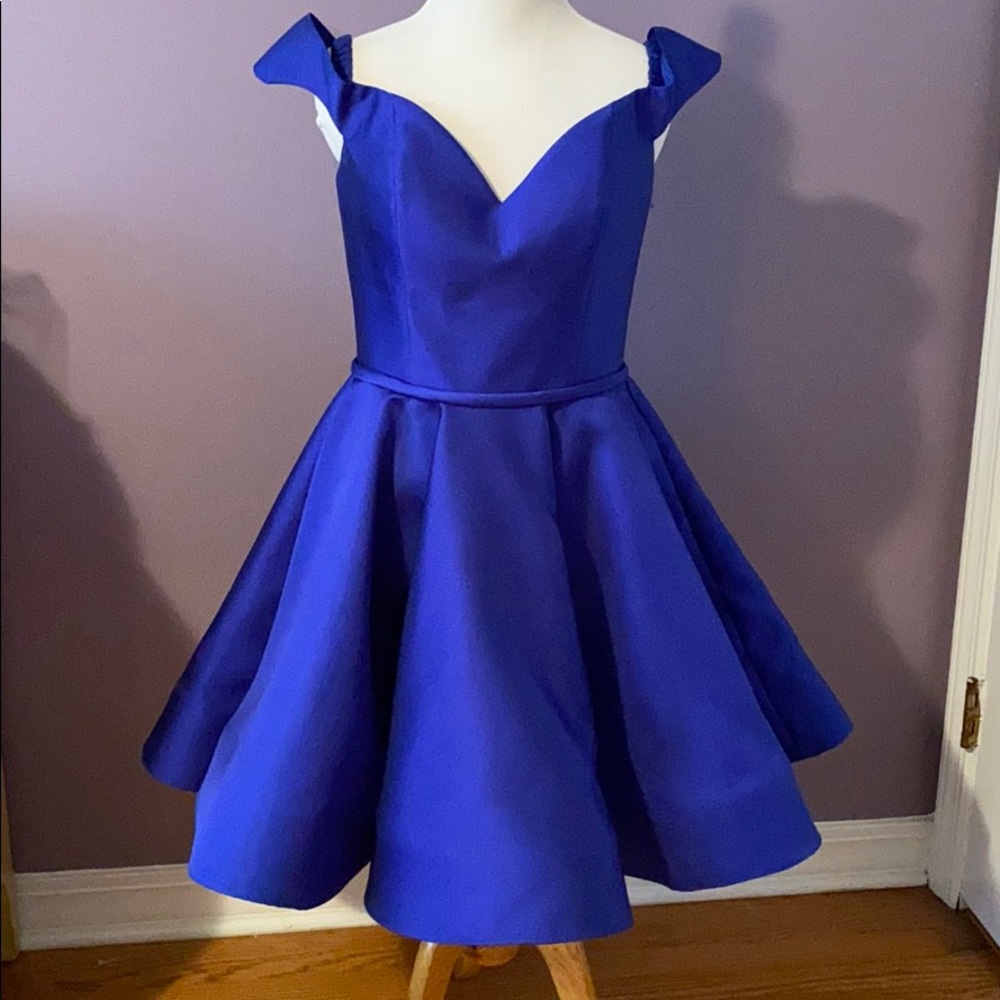 short blue formal dress